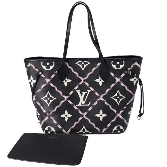 Louis Vuitton Neverfull MM Empreinte Embroidered Malletage Black Pink - Picture 1 of 9